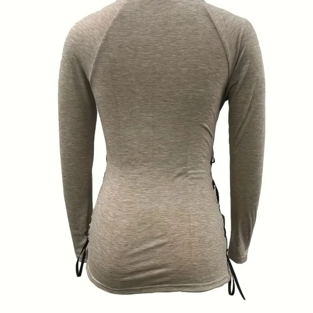 Elegant Beige Wrap Top - Picture 3 of 4